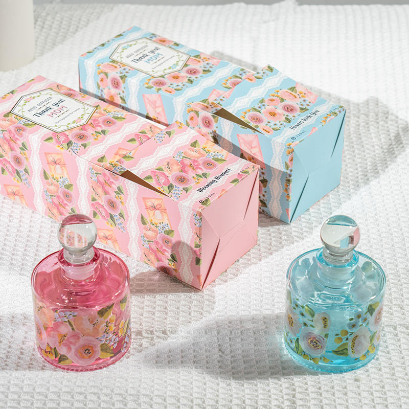 Elegante diffusore a bastoncini rotondo in vetro per la festa della mamma