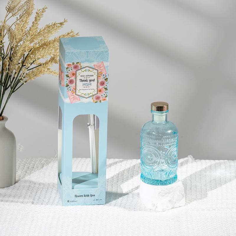 Diffusore a bastoncini in bottiglia di vetro per la festa della mamma, produttore di fragranze per la casa