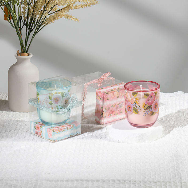 Candele profumate in tazza di vetro rotonda per la festa della mamma-Produttore di candele di soia ecologiche