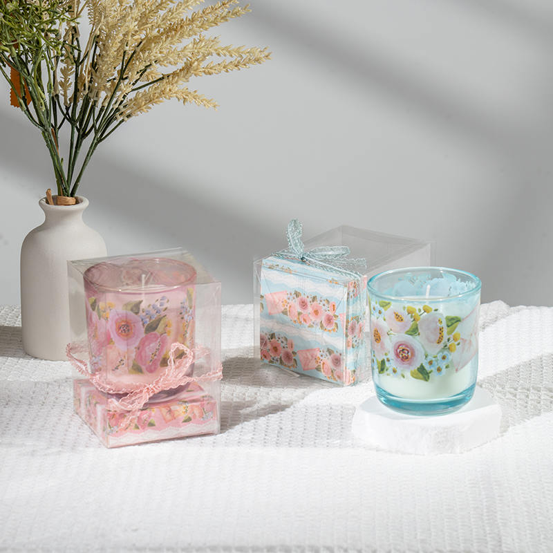 Candele profumate in tazza di vetro rotonda per la festa della mamma-Produttore di candele di soia ecologiche