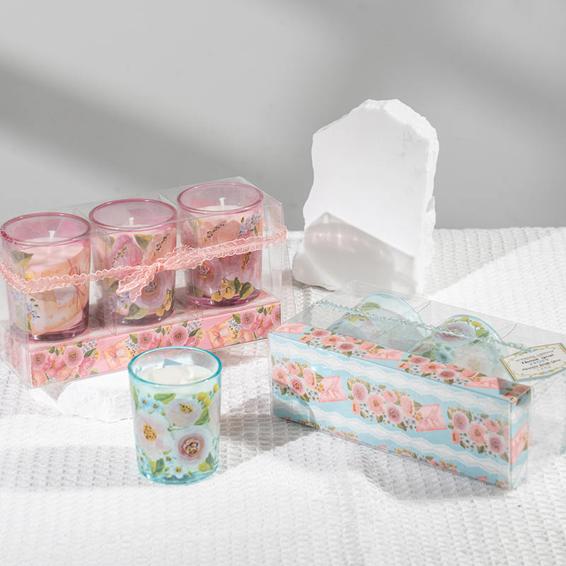 Candele profumate classiche per la festa della mamma, piccole tazze di vetro rotonde, set da 3 pezzi, produttore di candele di soia ecologiche