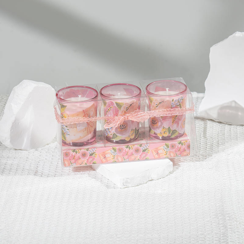 Candele profumate classiche per la festa della mamma, piccole tazze di vetro rotonde, set da 3 pezzi, produttore di candele di soia ecologiche