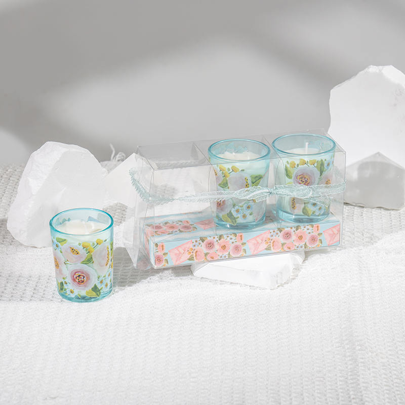 Candele profumate classiche per la festa della mamma, piccole tazze di vetro rotonde, set da 3 pezzi, produttore di candele di soia ecologiche