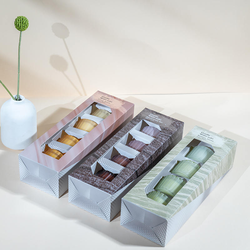 Set di 4 portacandele in vetro nano a righe verticali