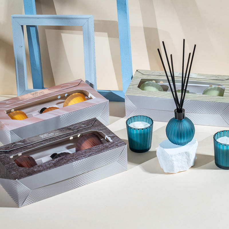 Candele profumate in bicchierini a strisce verticali X2 Flacone diffusore a bastoncino volatile con bulbo piccolo a strisce verticali