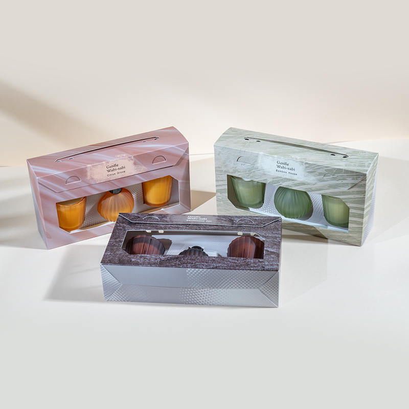 Candele profumate in bicchierini a strisce verticali X2 Flacone diffusore a bastoncino volatile con bulbo piccolo a strisce verticali