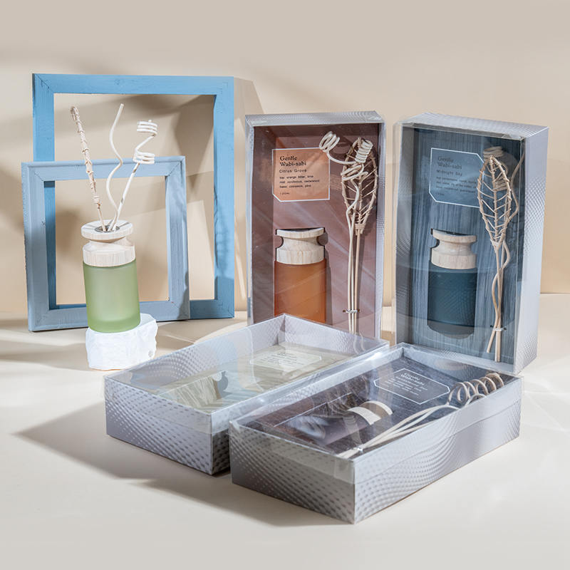 Diffusore a bastoncini di vetro di alta qualità con boccetta cilindrica alta e venditore di diffusori di aromi con bastoncini di legno