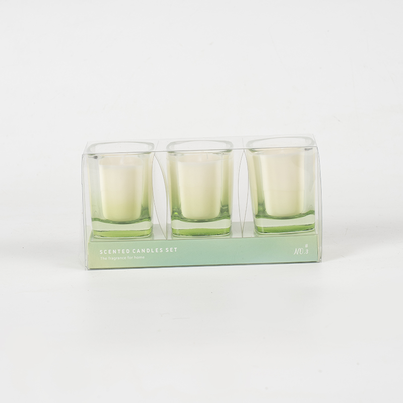 Set di 3 candele quadrate con colore sfumato