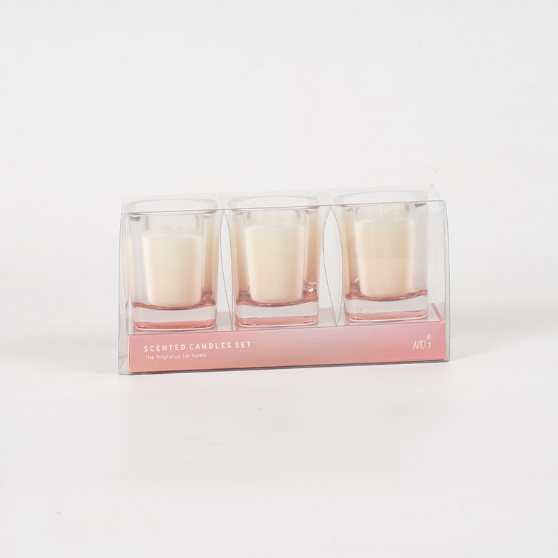 Set di 3 candele quadrate con colore sfumato