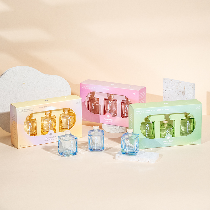 Set di diffusori a lamella per bottiglia quadrata da 3 pezzi: set di aromi da 3 pezzi