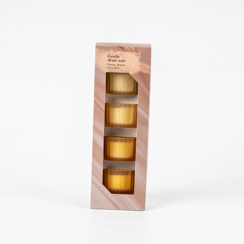 Set di 4 portacandele in vetro nano a righe verticali