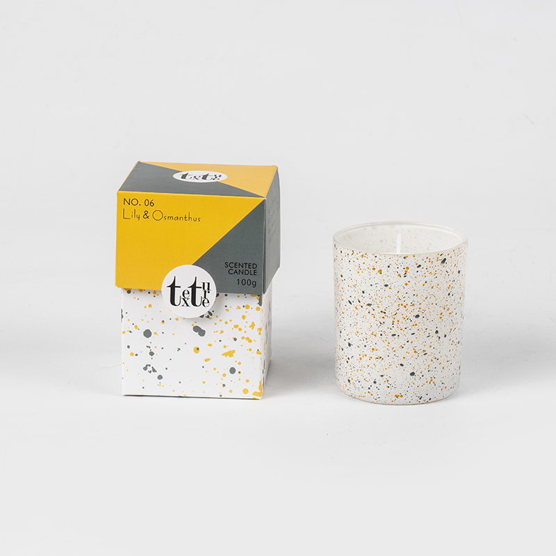 Candela profumata classica a tazza rotonda con stampa di design in marmo - Candela in cera di soia ecologica