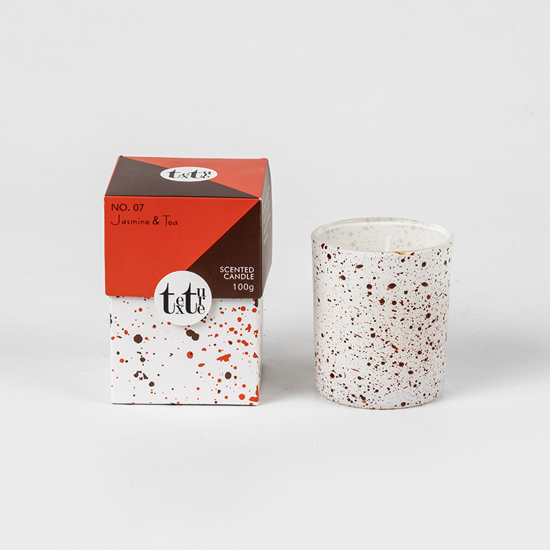 Candela profumata classica a tazza rotonda con stampa di design in marmo - Candela in cera di soia ecologica