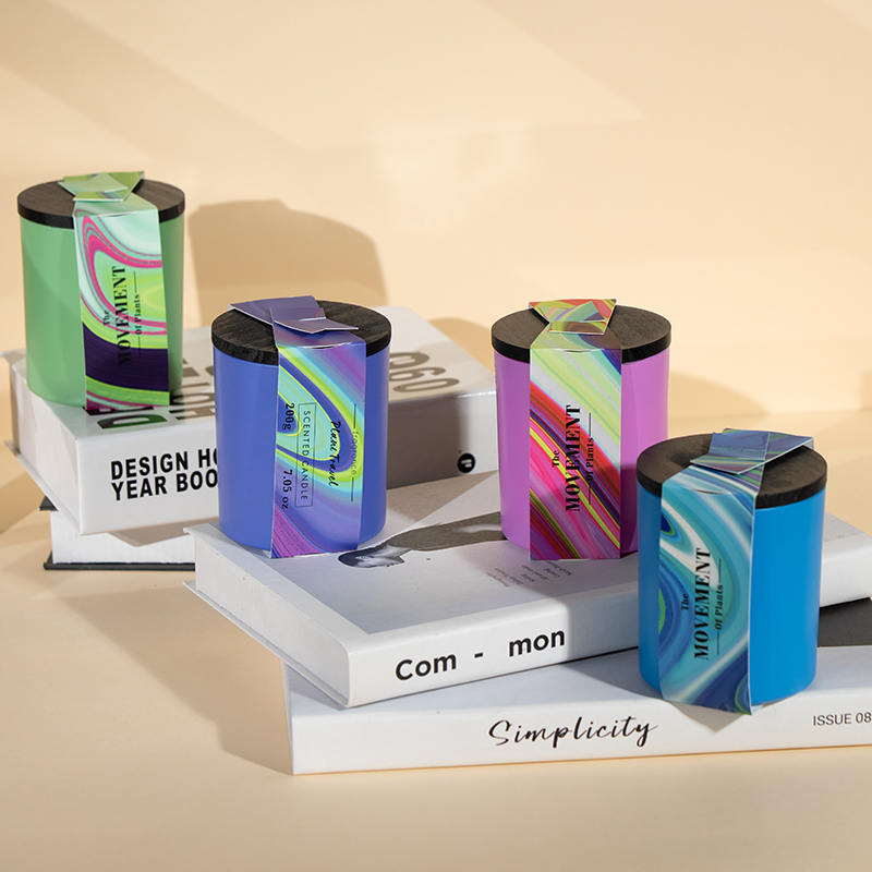 Fornitore di vasi di vetro per candele profumate con candele di soia e bottiglie rotonde in vetro