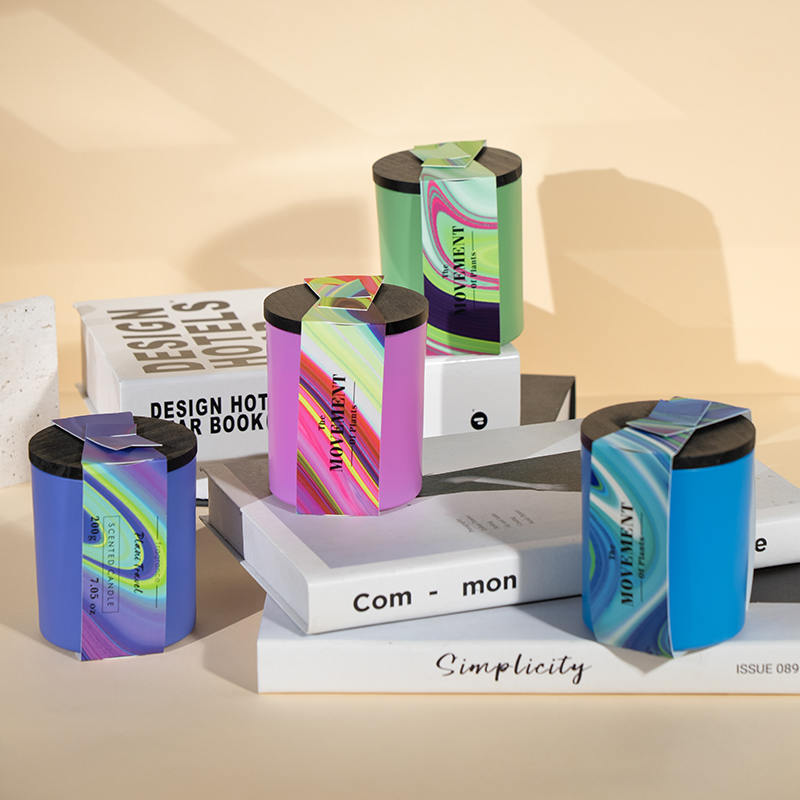 Fornitore di vasi di vetro per candele profumate con candele di soia e bottiglie rotonde in vetro